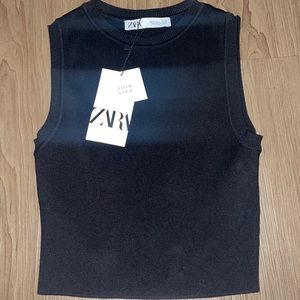 Cropped, high neck black top